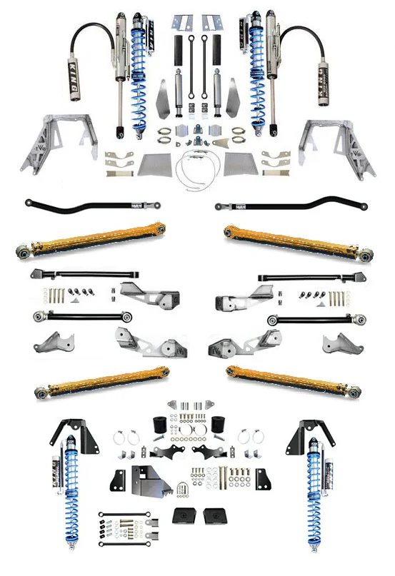 JLU KING Front 3-5 Inch front 2.5 Inch Double Throwdown Rear 2.5 Inch Coilover Bypass HC Long Arm PRO PLUS, BLACK, 4 Door 2.0 or 3.6L Gas JEEP WRANGLER - Image 9