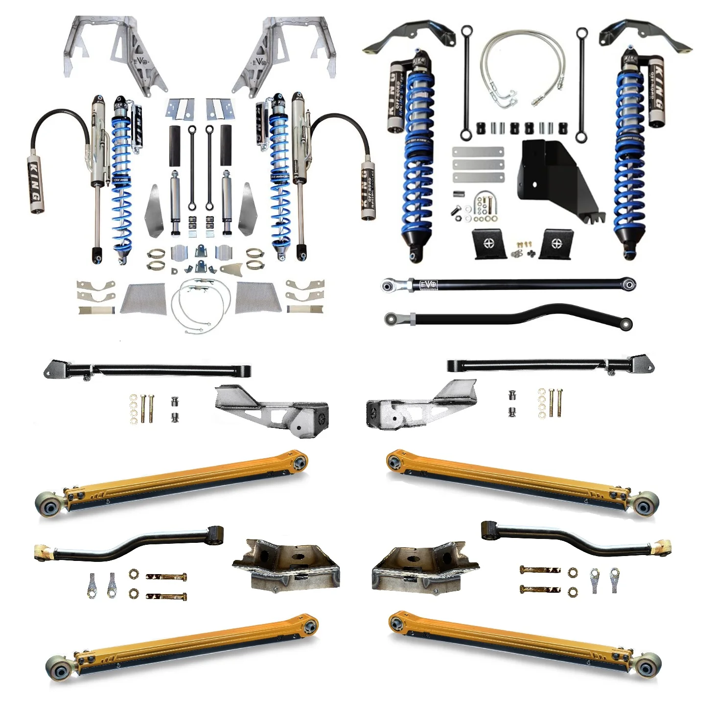 JT (GAS) KING Front Double Throw Down 2.5 inch KING Coilover Bypass Rear LONG ARM PRO PLUS JEEP GLADIATOR - Image 5